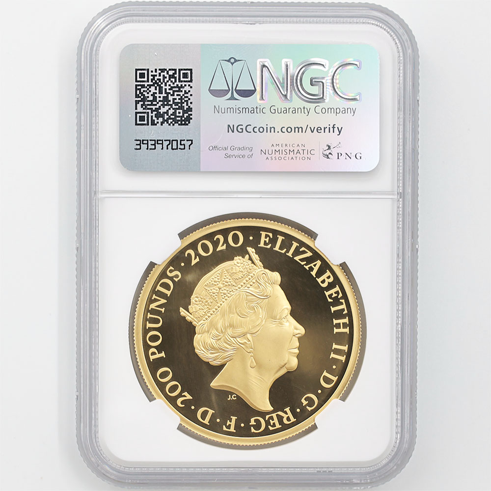 2020 英国 エリザベス2世 スリーグレーセス 200ポンド 金貨 2オンス プルーフ NGC PF 70 UC FR